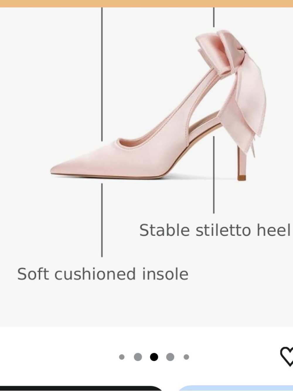 NIB Blush Pink Satin Bridal Slingback Heels Size 8 - Picture 6 of 12